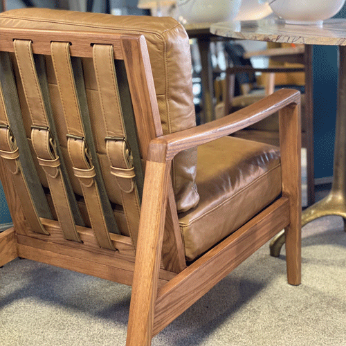 Leather discount strap armchair