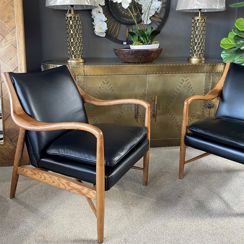 Black discount leather armchair