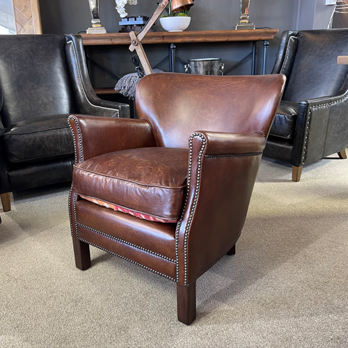 Professor Leather Armchair - Vintage Cigar – Greenslades Furniture