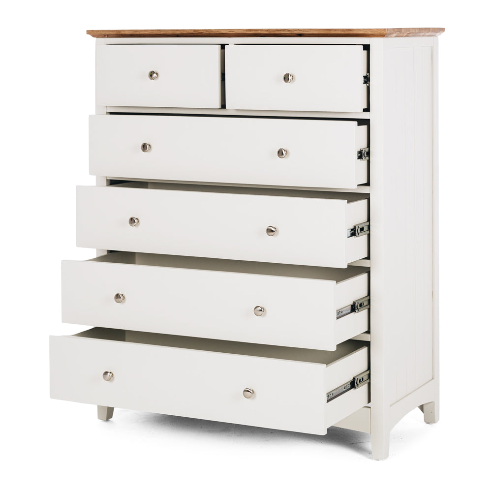 Hudson White Bedroom Drawers - 6 Drawer