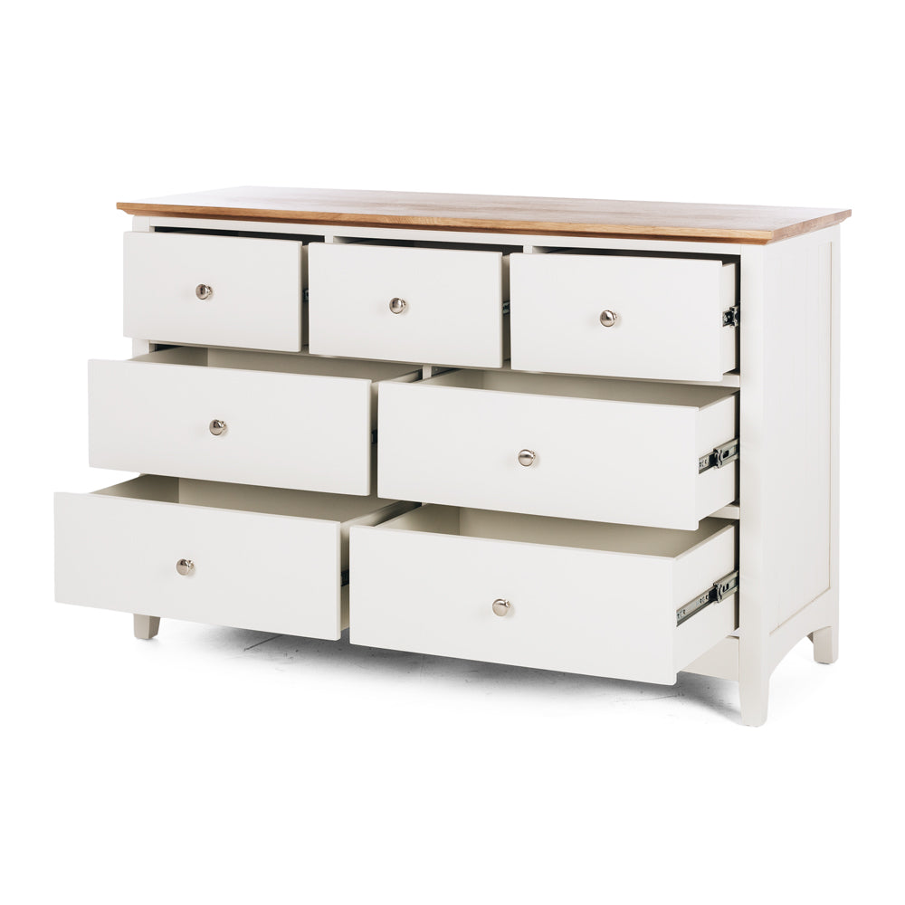 Hudson White Bedroom Drawers - 7 Drawer