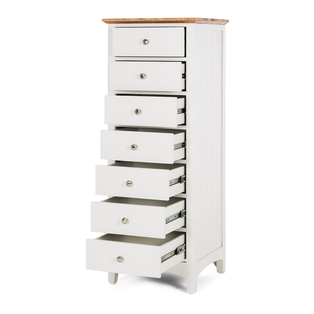 Hudson White Bedroom Drawers - Slim