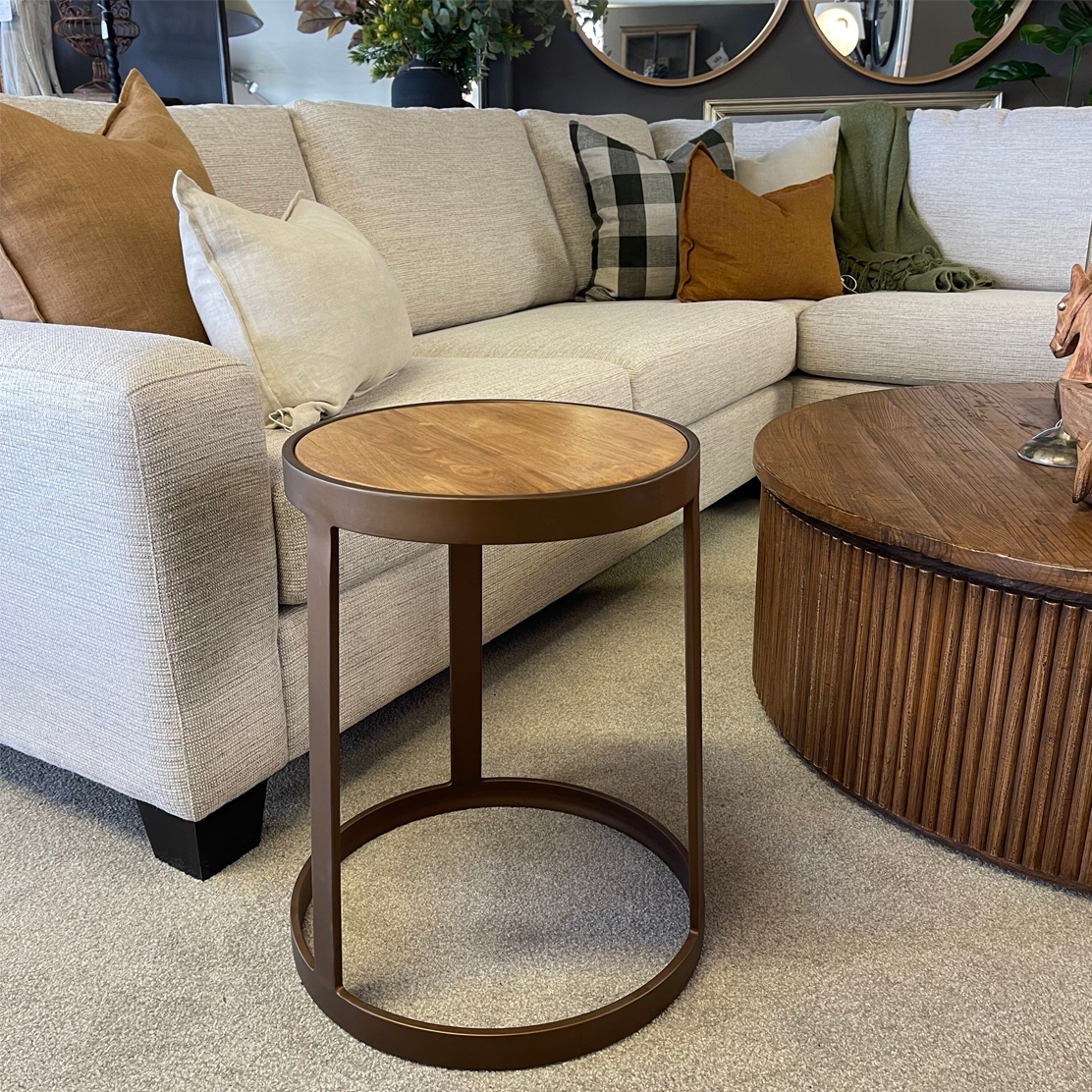 Aeros Round Side Table - Brass