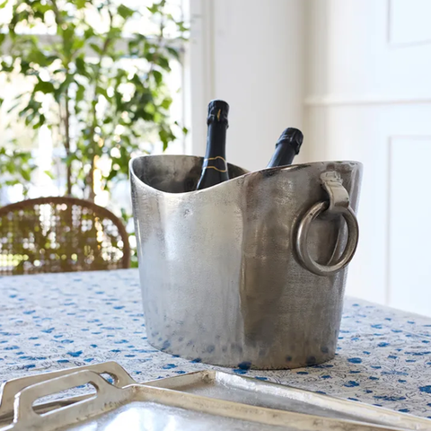 Square Pewter & Glass Ice Bucket