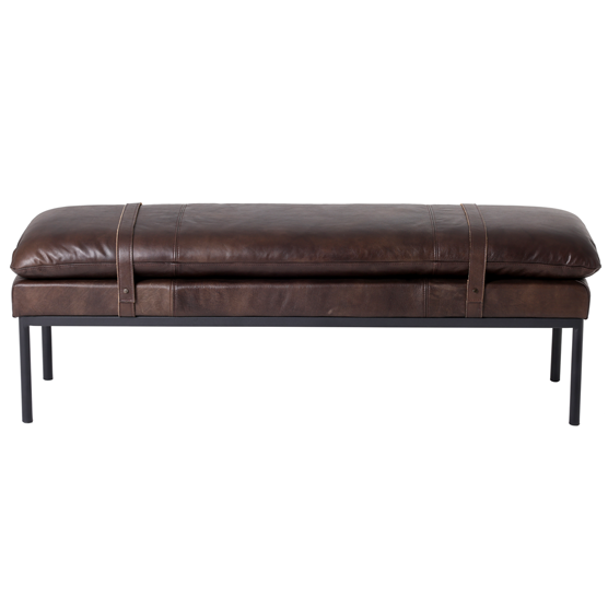 Bayley Leather Bench with Straps - Cocoa