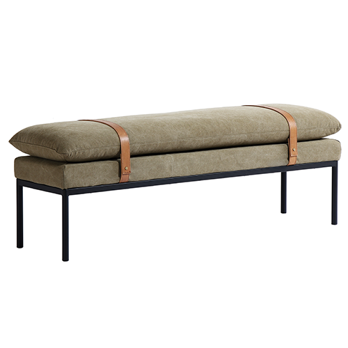 Bayley Bench with Leather Straps - Moss