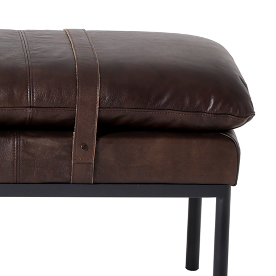 Bayley Leather Bench with Straps - Cocoa