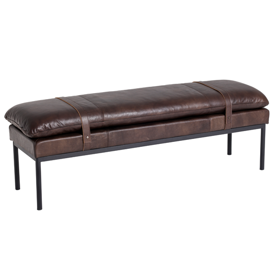 Bayley Leather Bench with Straps - Cocoa