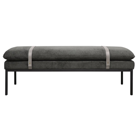 Woven Leather Bench Seat - Black