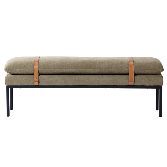 Bayley Bench with Leather Straps - Moss