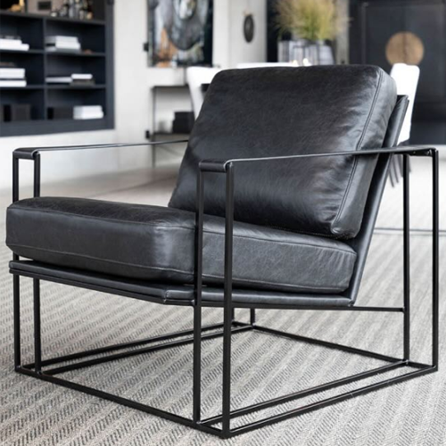 Artwood Bellagio Leather Armchair - Mountain Black with Black