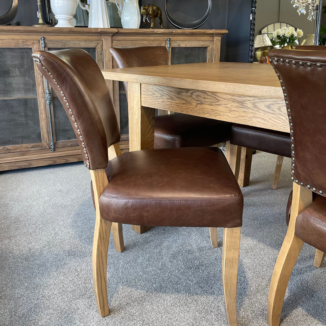 Brixham Brown Leather Dining Chair - Havana