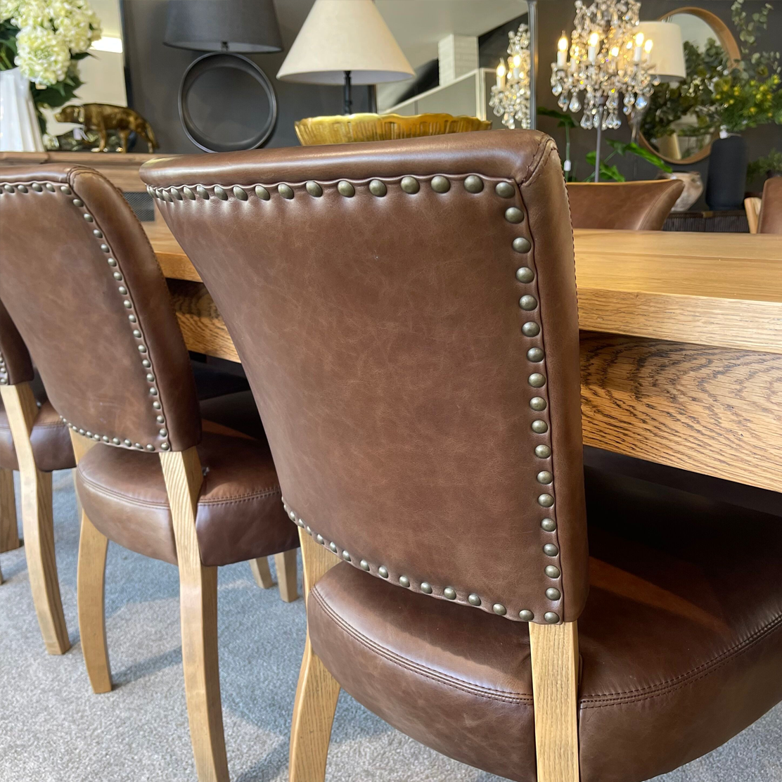 Brixham Brown Leather Dining Chair - Havana