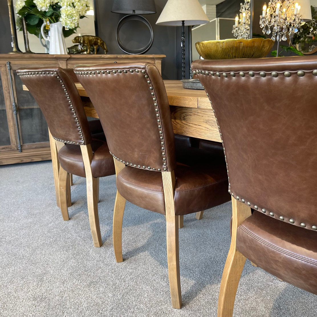 Brixham Brown Leather Dining Chair - Havana