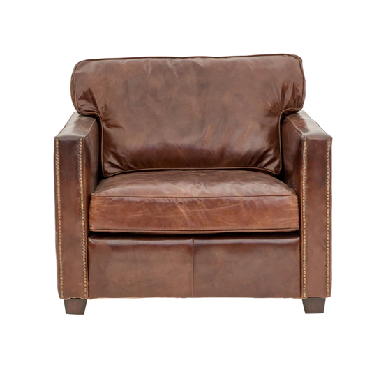 Camden Leather Armchair - Aged Brown