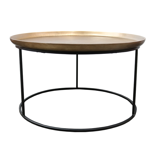 Cezar Round Metal Coffee Table - Antique Brass