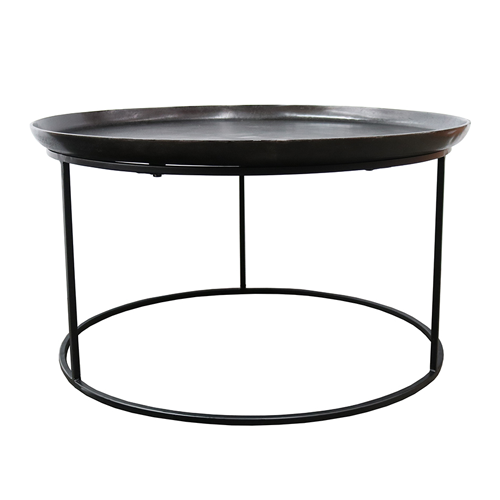 Cezar Round Metal Coffee Table - Antique Black