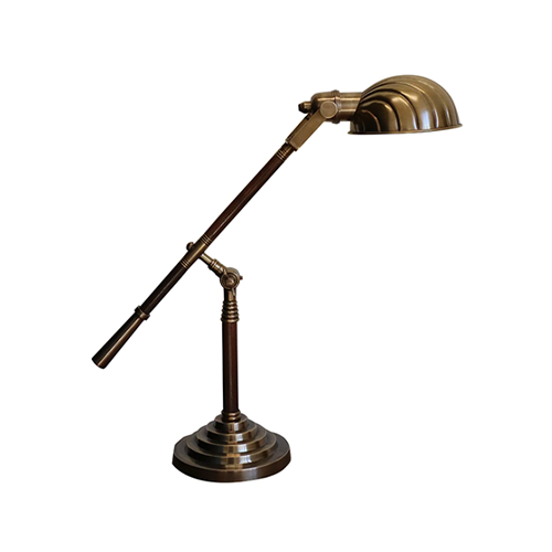 Adjustable Clam Lamp - Brass + Wood