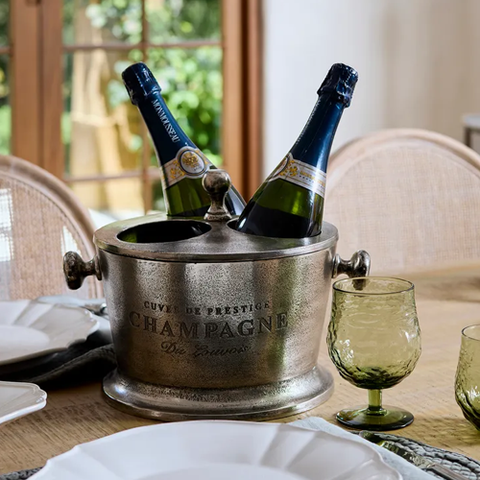 Square Pewter & Glass Ice Bucket