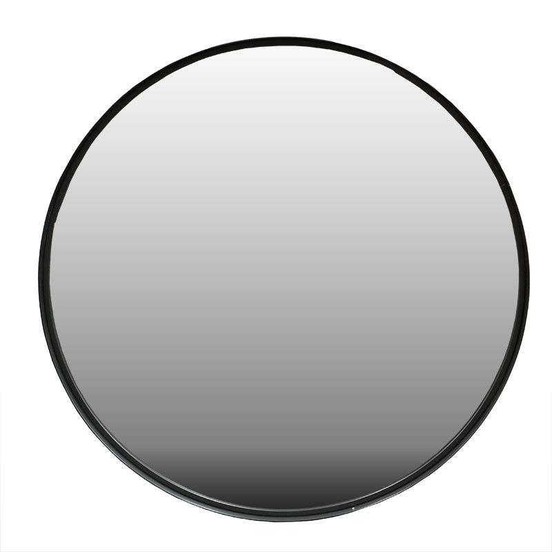 Crown Round Mirror - Black Metal - 81cm