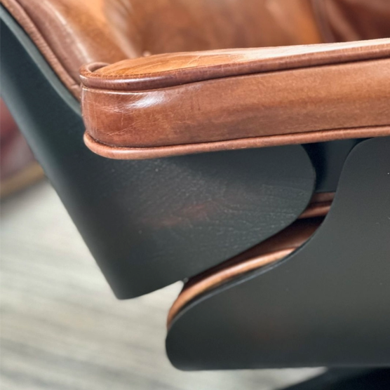 Eddy Chair with Footstool - Aged Brown