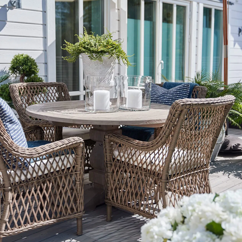 Concrete Pedestal Outdoor Table - White