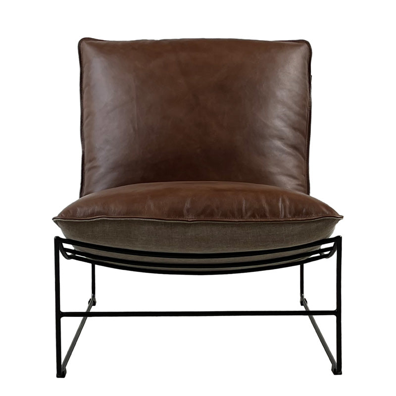 Hendrix Leather Armless Chair - Dark Brown