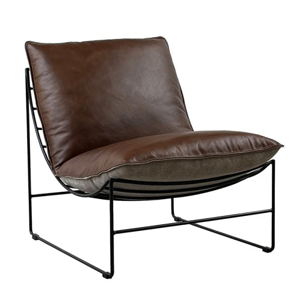 Hendrix Leather Armless Chair - Dark Brown