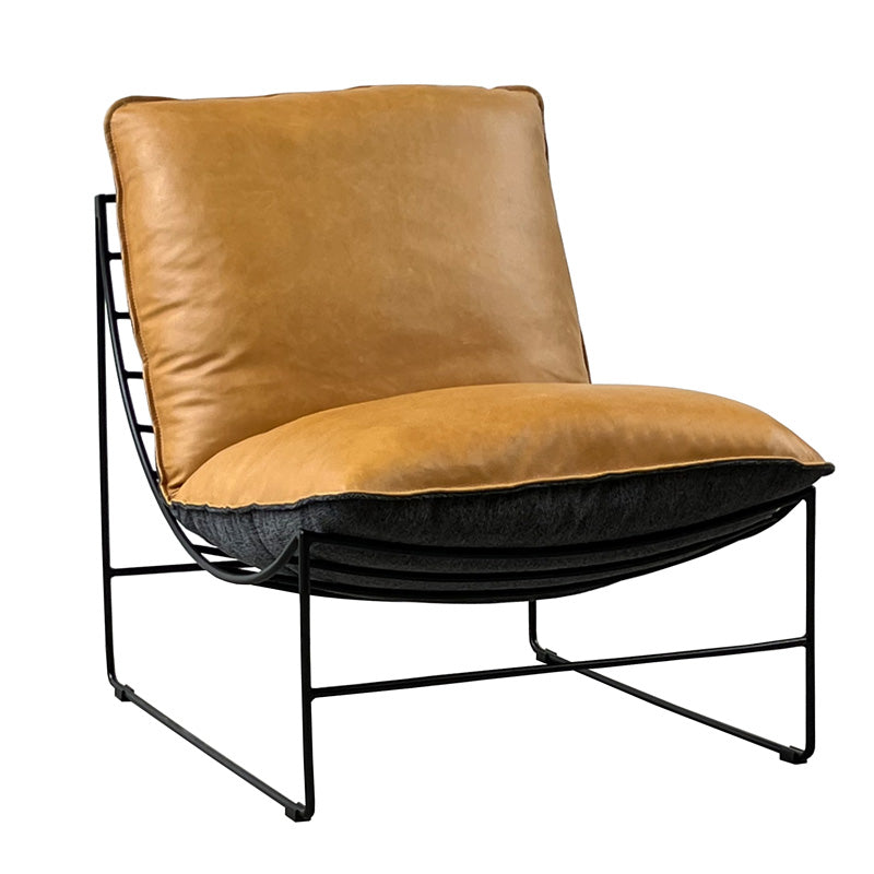 Hendrix Leather Armless Chair - Tan