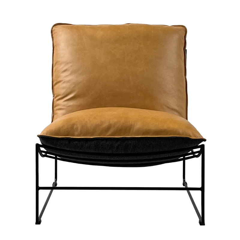 Hendrix Leather Armless Chair - Tan