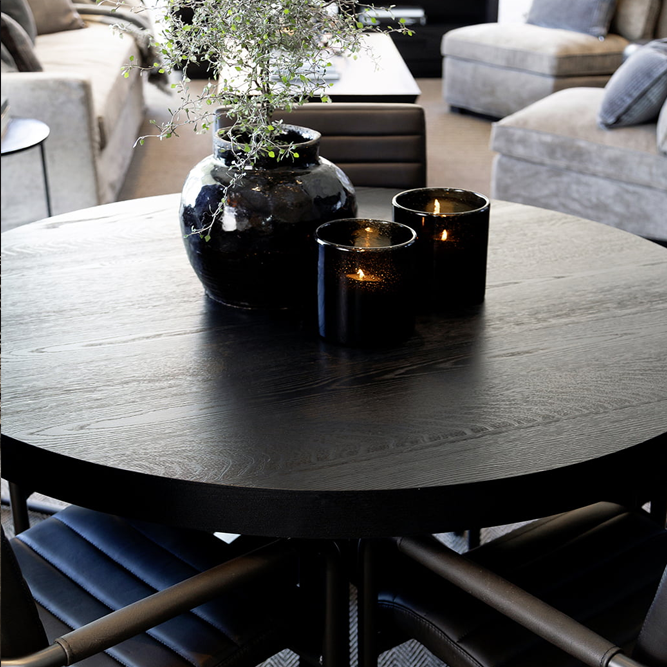 Hunter Round Dining Table - Black - 130cm