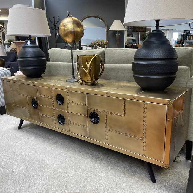 Jet Entertainment TV Unit in Vintage Brass