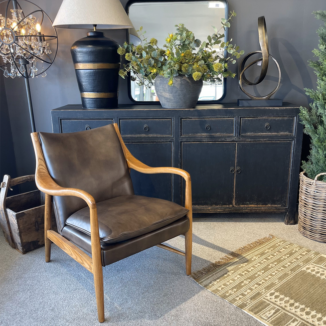 Juniper Leather Armchair - Dark Brown