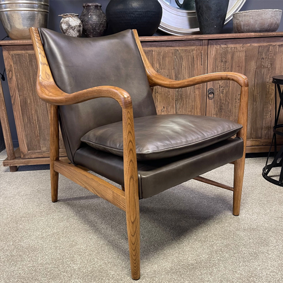 Juniper Leather Armchair - Dark Brown