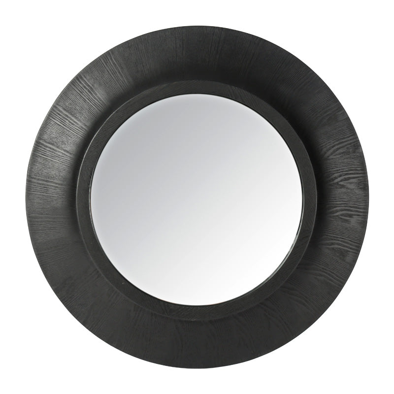 Milan Wooden Round Mirror - Black - 90cm