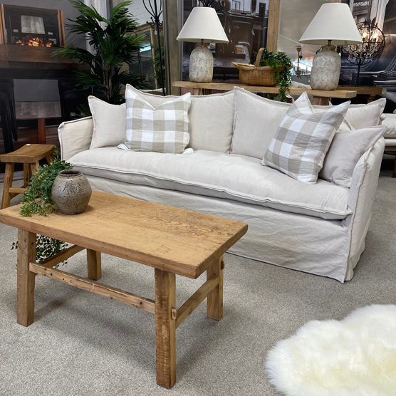 Malibu 3 Seater Slipcover Sofa - Natural Linen