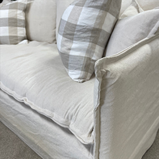 Malibu 3 Seater Slipcover Sofa - Natural Linen