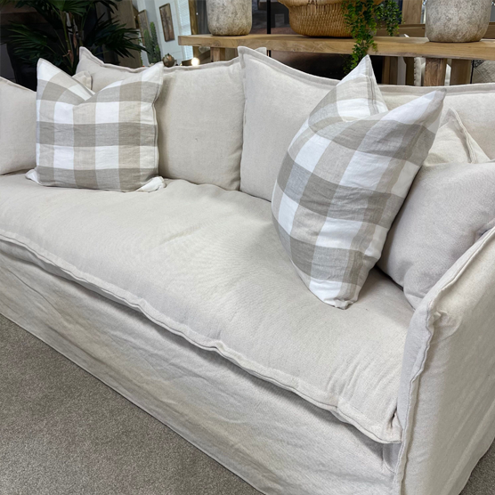 Malibu 3 Seater Slipcover Sofa - Natural Linen