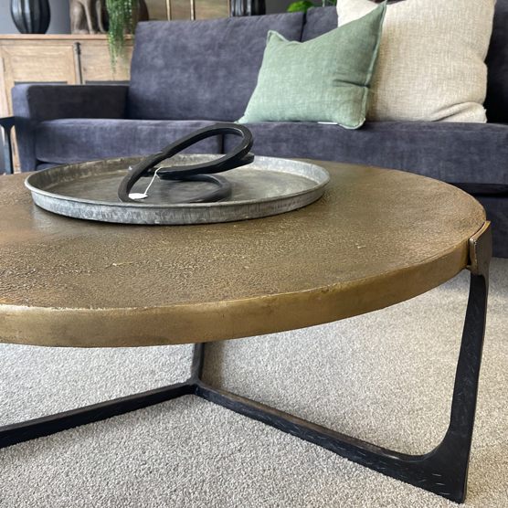 Marrakesh Round Coffee Table - Antique Brass