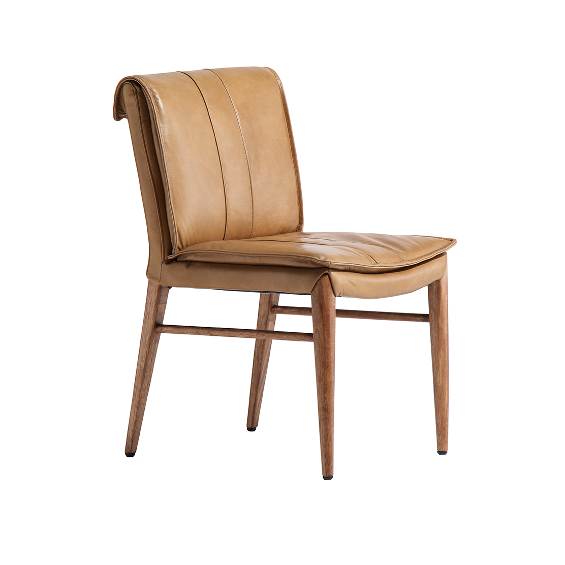 Maxson Tan Leather Dining Chair - Wooden Legs