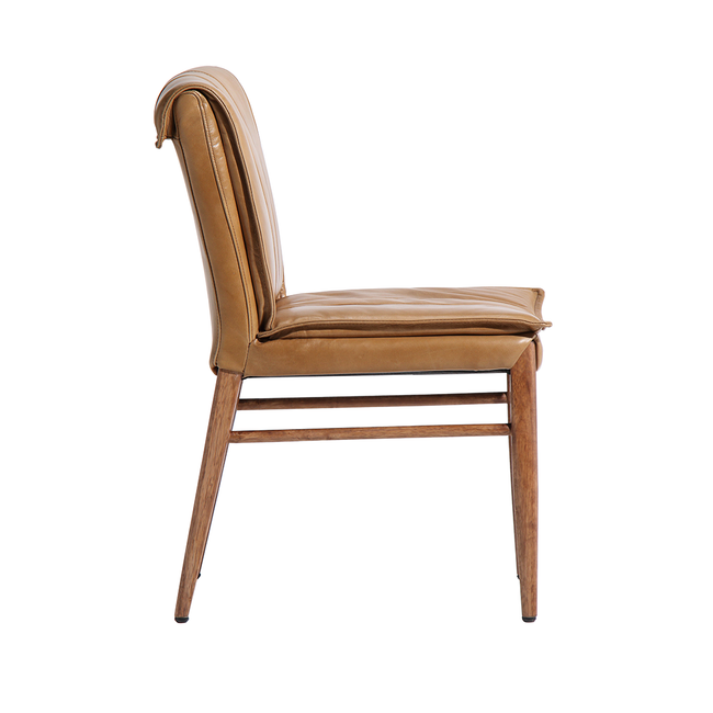 Maxson Tan Leather Dining Chair - Wooden Legs