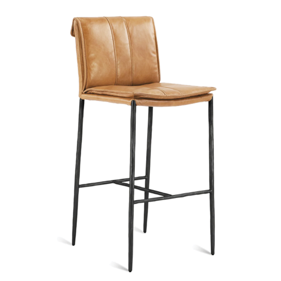 Maxson Barstool - Tan Leather - Metal Legs