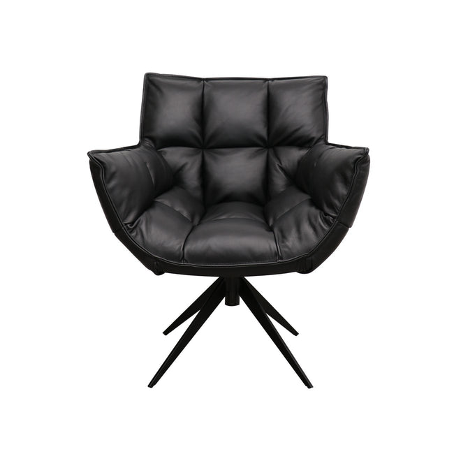 Michigan Swivel Chair - Black Leather