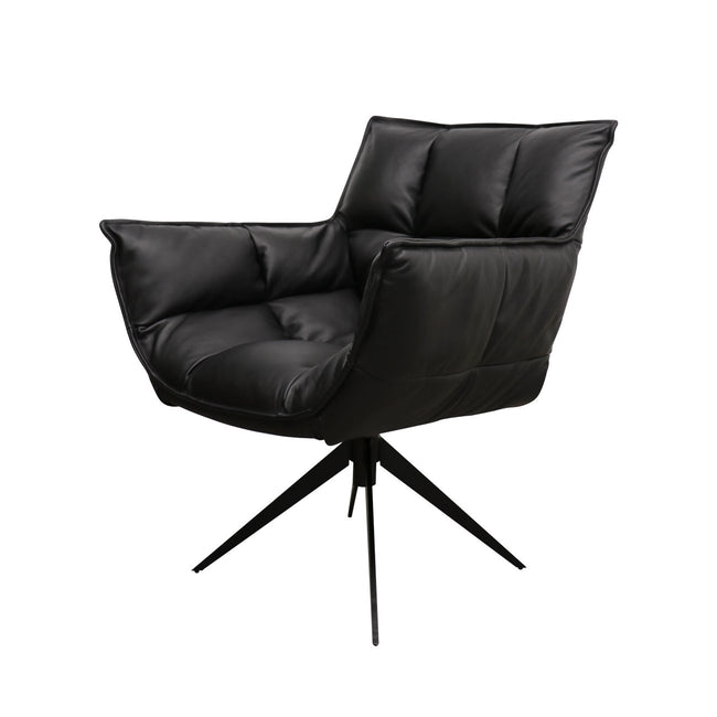 Michigan Swivel Chair - Black Leather