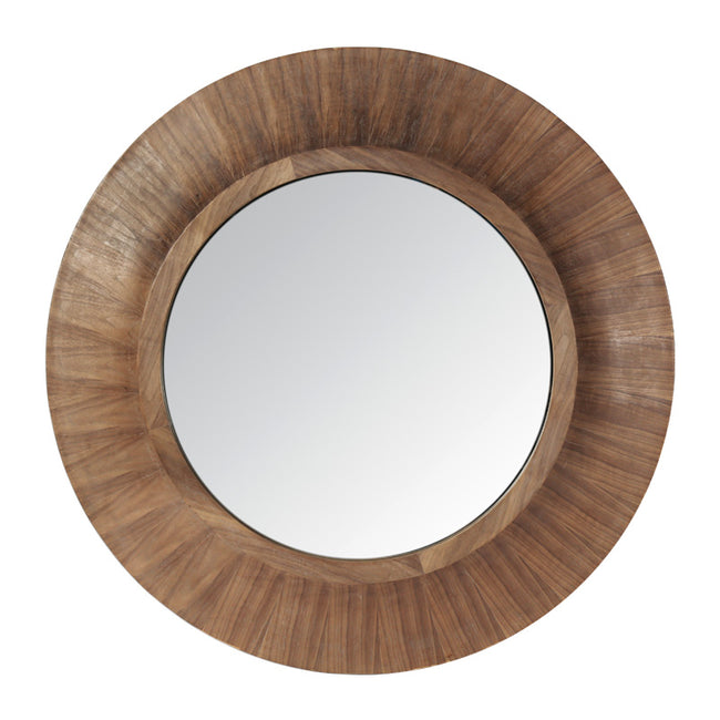 Milan Wooden Round Mirror - Natural 90cm