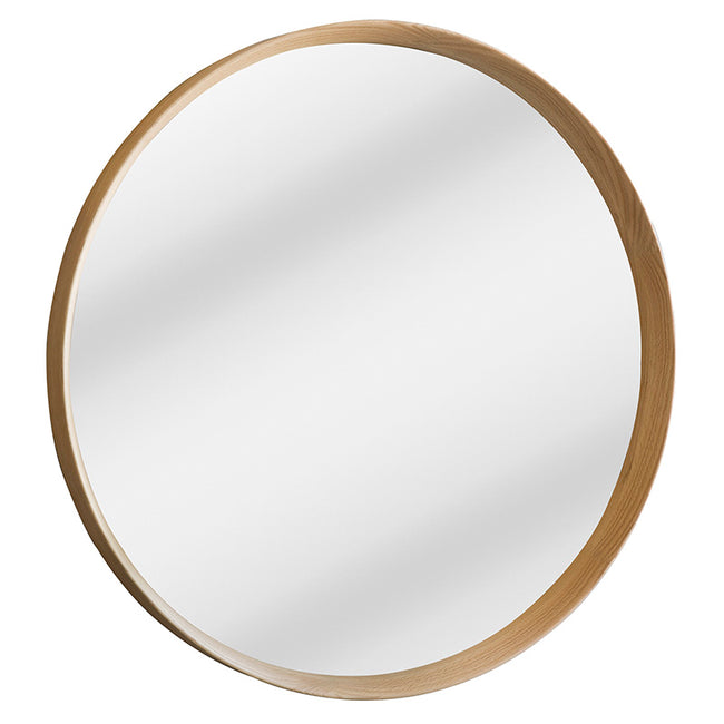 Odette Round Mirror - Oak Frame - 80cm