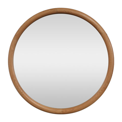 Odette Round Mirror - Oak Frame - 80cm