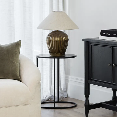 Small  Round Couch Side Table - Brass