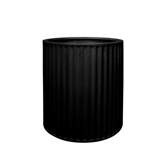 Piako Ribbed Black Outdoor Planter - Small