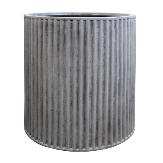 Piako Ribbed Cement Outdoor Planter Pot - Large